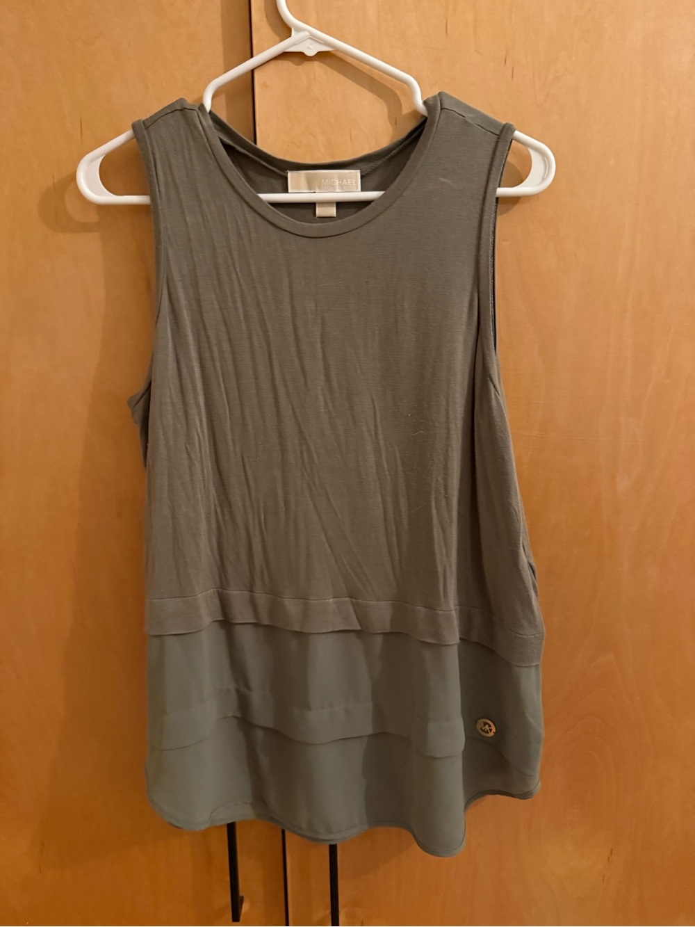 Michael Kors Olive Green Layered Sleeveless Tank